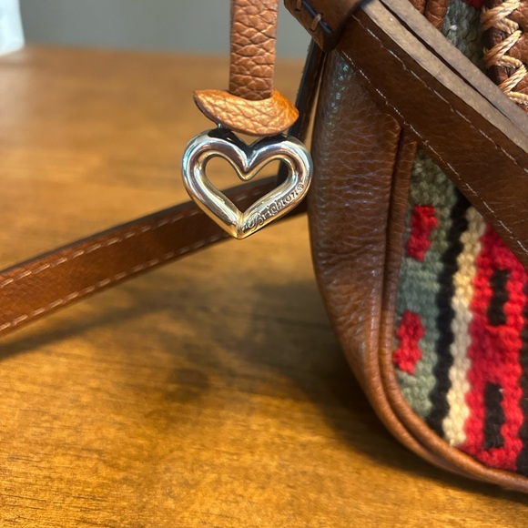 Brighton Vintage Colton Flap Saddle Bag Crossbody Aztec Brown Leather Purse - Picture 3 of 13